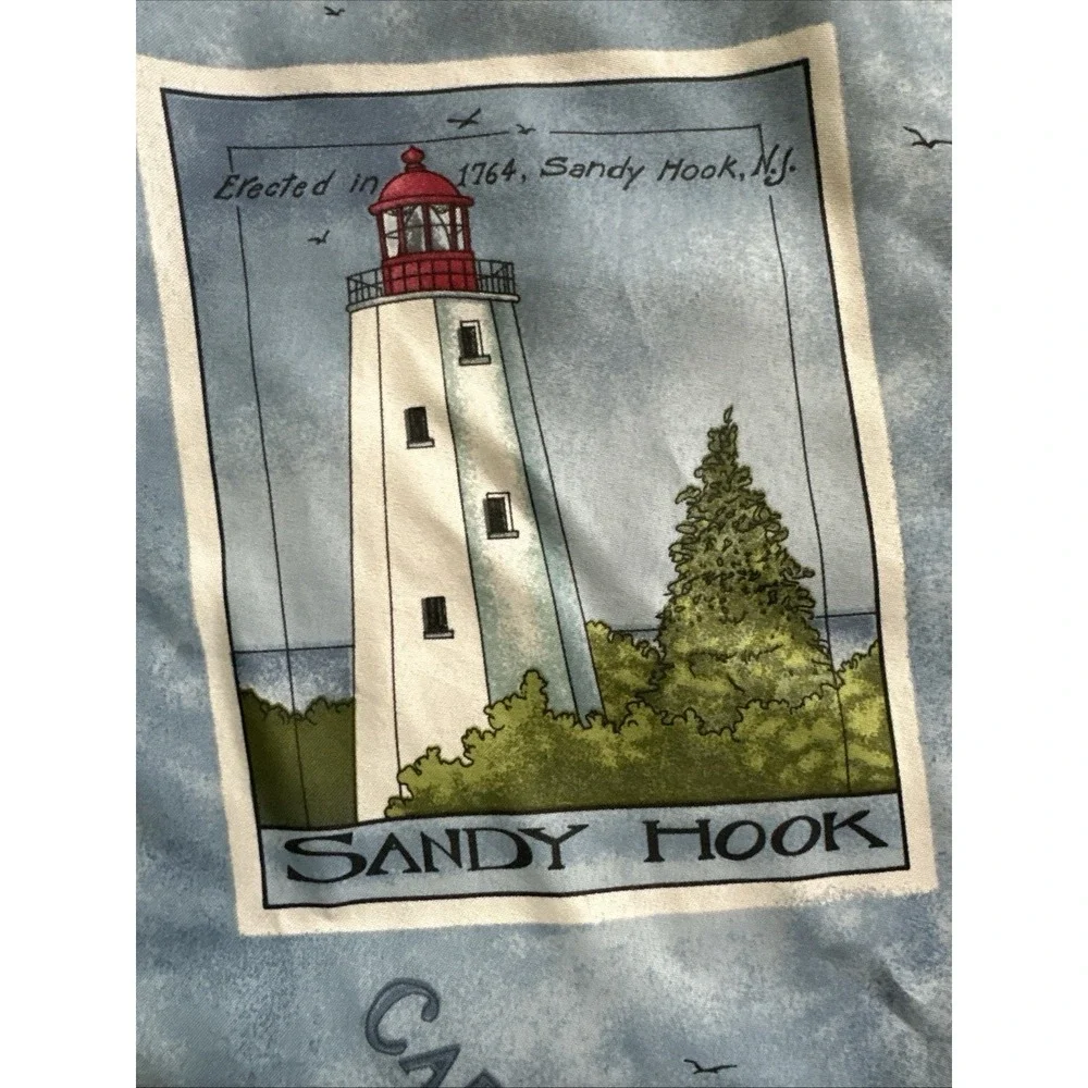 VTG Daisy Kingdom Lighthouse Cape Cod Nautical Blue Coastal Shower Curtain